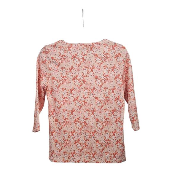 L.L.Bean Jewelneck Tee Womens S Petite Sunrise Peach 100% Supima Cotton - Picture 2 of 5